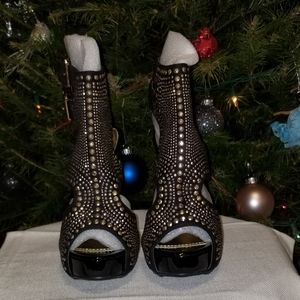 Black Studded Open Back Heel